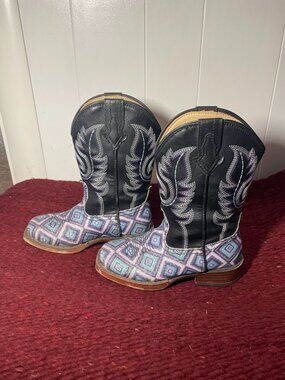 Girls 10 Roper Cowboy Boots, Blue/Purple